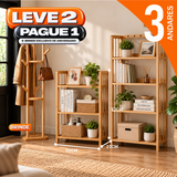 Estante Organizadora de Madeira 5 em 1 + BRINDE: Cabideiro de Bambu Moderno - COMPRE 1 LEVE 2