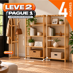 Estante Organizadora de Madeira 5 em 1 + BRINDE: Cabideiro de Bambu Moderno - COMPRE 1 LEVE 2