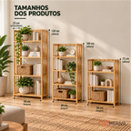 Estante Organizadora de Madeira 5 em 1 + BRINDE: Cabideiro de Bambu Moderno - COMPRE 1 LEVE 2