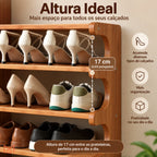 Sapateira Organizadora de Bambu 3/5/6 Andares + BRINDE: Mesa Lateral Redonda - COMPRE 1 LEVE 2