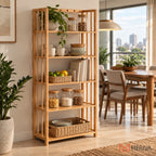 Estante Organizadora de Madeira 5 em 1 + BRINDE: Cabideiro de Bambu Moderno - COMPRE 1 LEVE 2