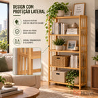 Estante Organizadora de Madeira 5 em 1 + BRINDE: Cabideiro de Bambu Moderno - COMPRE 1 LEVE 2