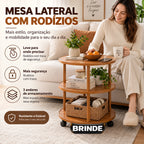 Sapateira Organizadora de Bambu 3/5/6 Andares + BRINDE: Mesa Lateral Redonda - COMPRE 1 LEVE 2