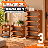 Sapateira Organizadora de Bambu 3/5/6 Andares + BRINDE: Mesa Lateral Redonda - COMPRE 1 LEVE 2