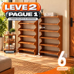 Sapateira Organizadora de Bambu 3/5/6 Andares + BRINDE: Mesa Lateral Redonda - COMPRE 1 LEVE 2